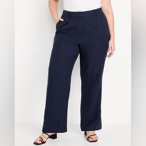 Old Navy Linen Blend Extra High Rise Taylor Wide Leg Trouser Pants NWT
